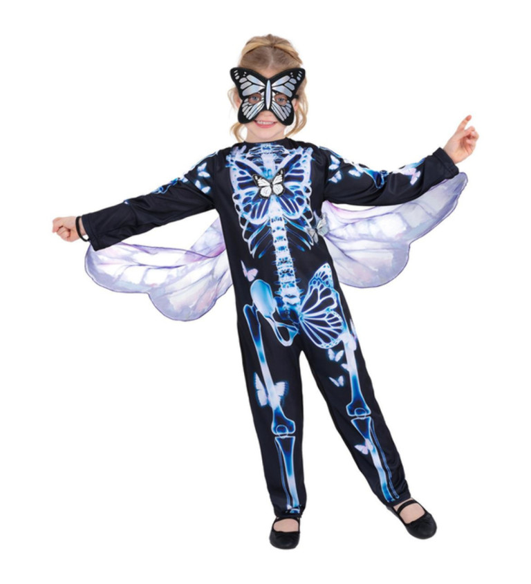 Dívčí kostým - motýlí modrý kostlivec
